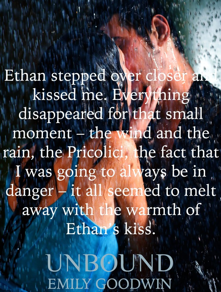 Young hugging couple kissing under a rain, in passion